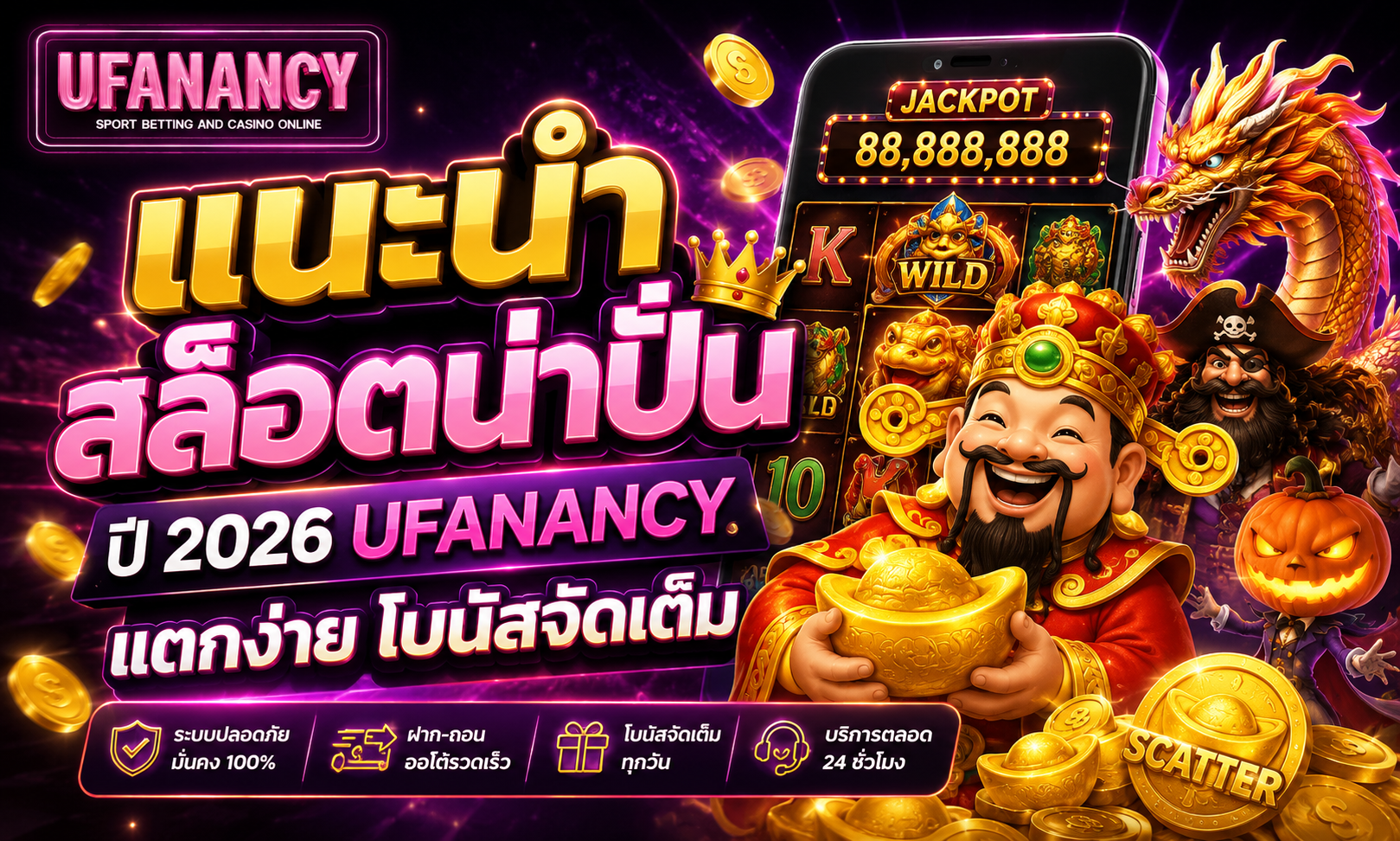 แนะนำ สล็อตน่าปั่นปี 2026 UFANANCY แตกง่าย โบนัสจัดเต็ม