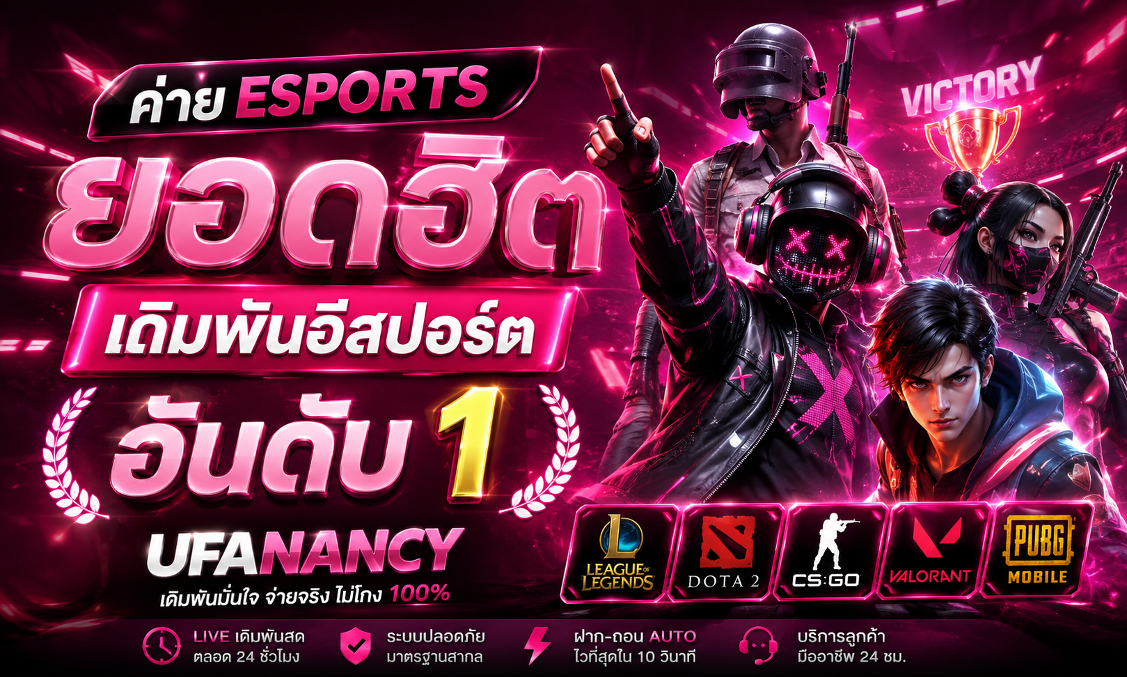 ค่าย ESPORTS ยอดฮิต เดิมพันอีสปอร์ตอันดับ 1 UFANANCY