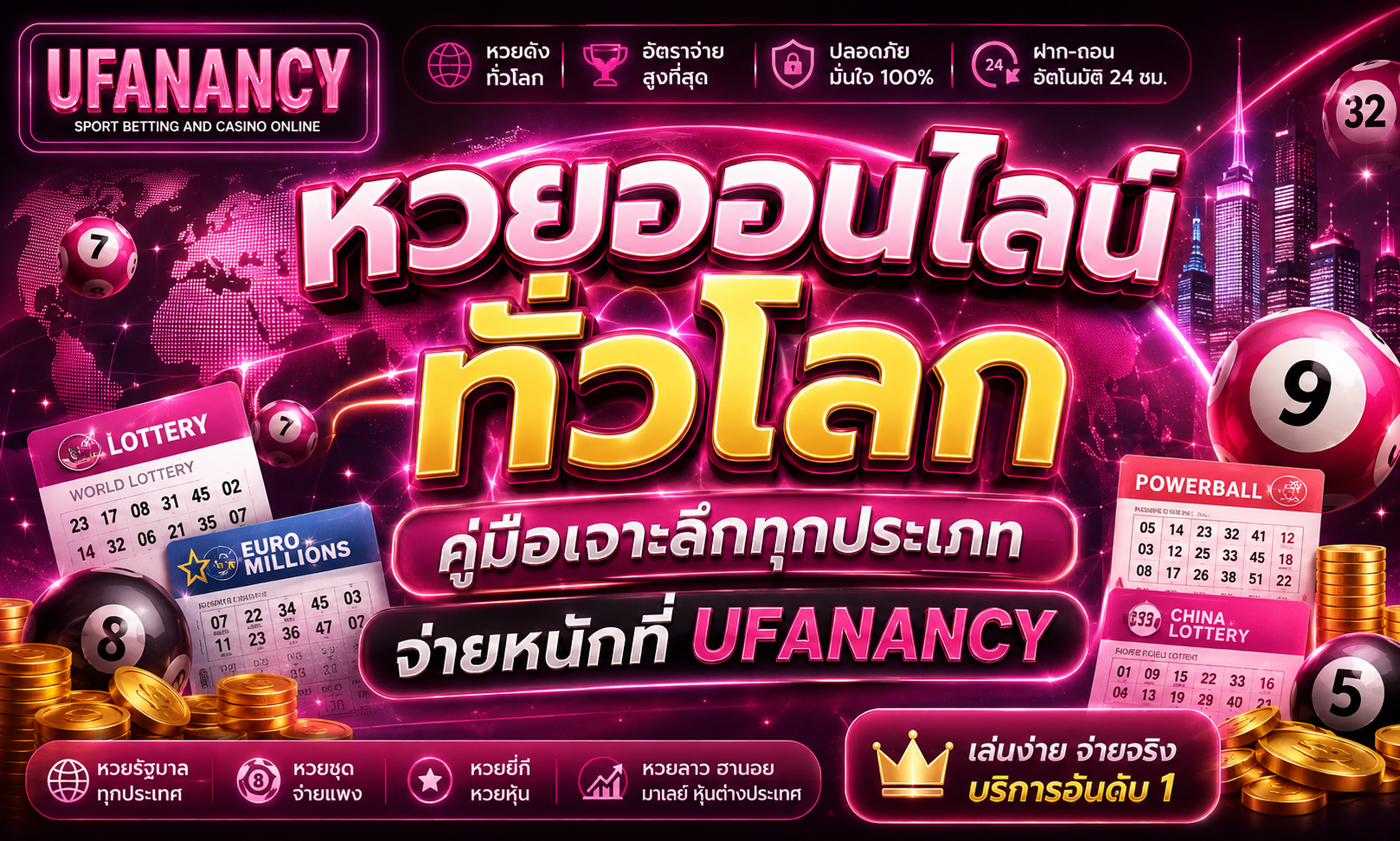 หวยออนไลน์ ทั่วโลก คู่มือเจาะลึกทุกประเภท จ่ายหนักที่ UFANANCY